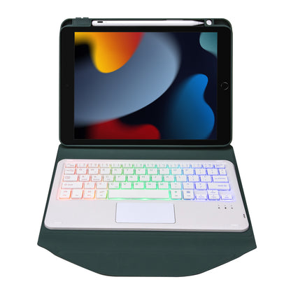 Z102B-AS For iPad 10.2 (2021)/(2019)/(2020) Detachable 3-Color Backlit Bluetooth Keyboard with TouchPad Protective Case Anti-Drop Tablet Cover Built-in Pencil Slot