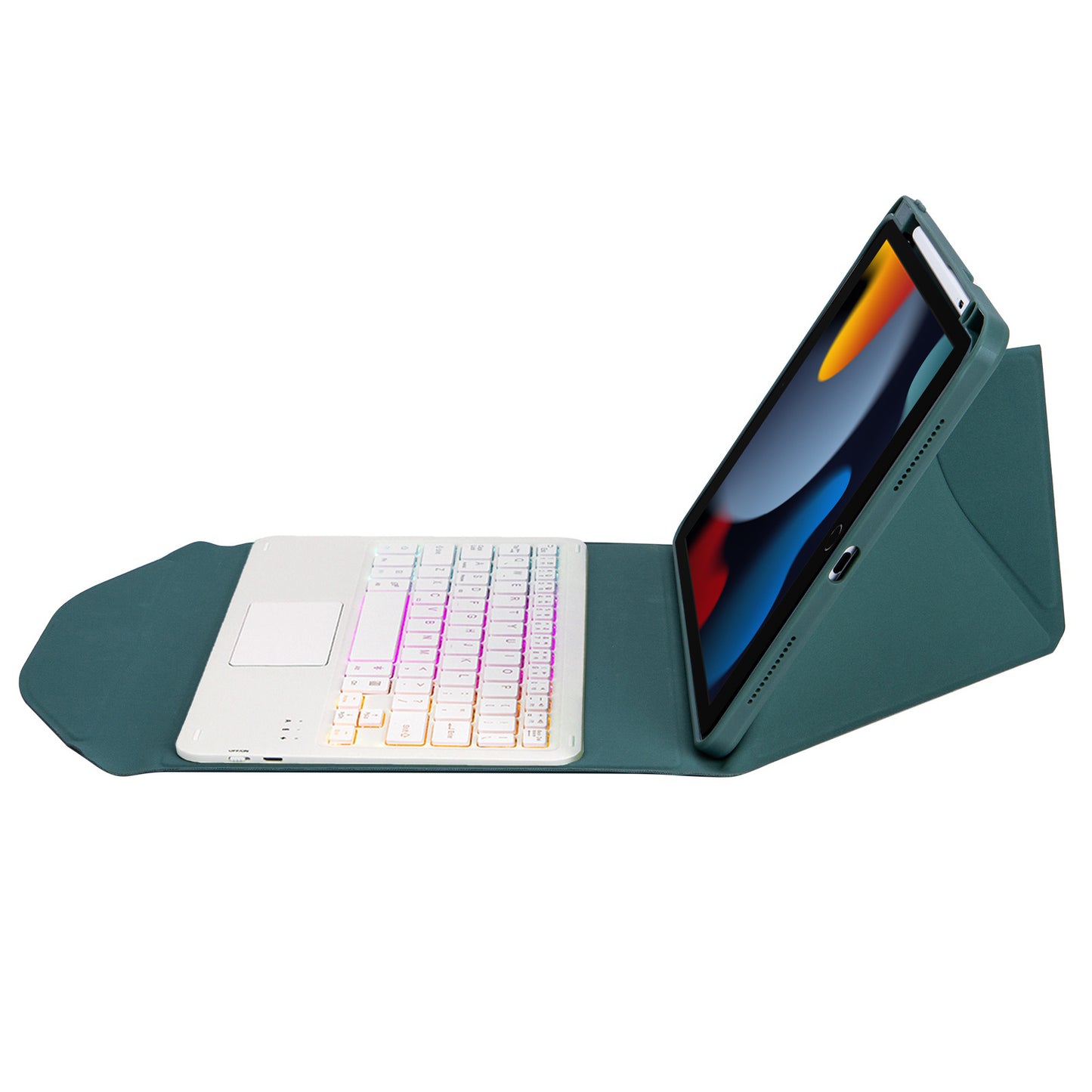Z102B-AS For iPad 10.2 (2021)/(2019)/(2020) Detachable 3-Color Backlit Bluetooth Keyboard with TouchPad Protective Case Anti-Drop Tablet Cover Built-in Pencil Slot