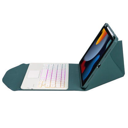 Z102B-AS For iPad 10.2 (2021)/(2019)/(2020) Detachable 3-Color Backlit Bluetooth Keyboard with TouchPad Protective Case Anti-Drop Tablet Cover Built-in Pencil Slot