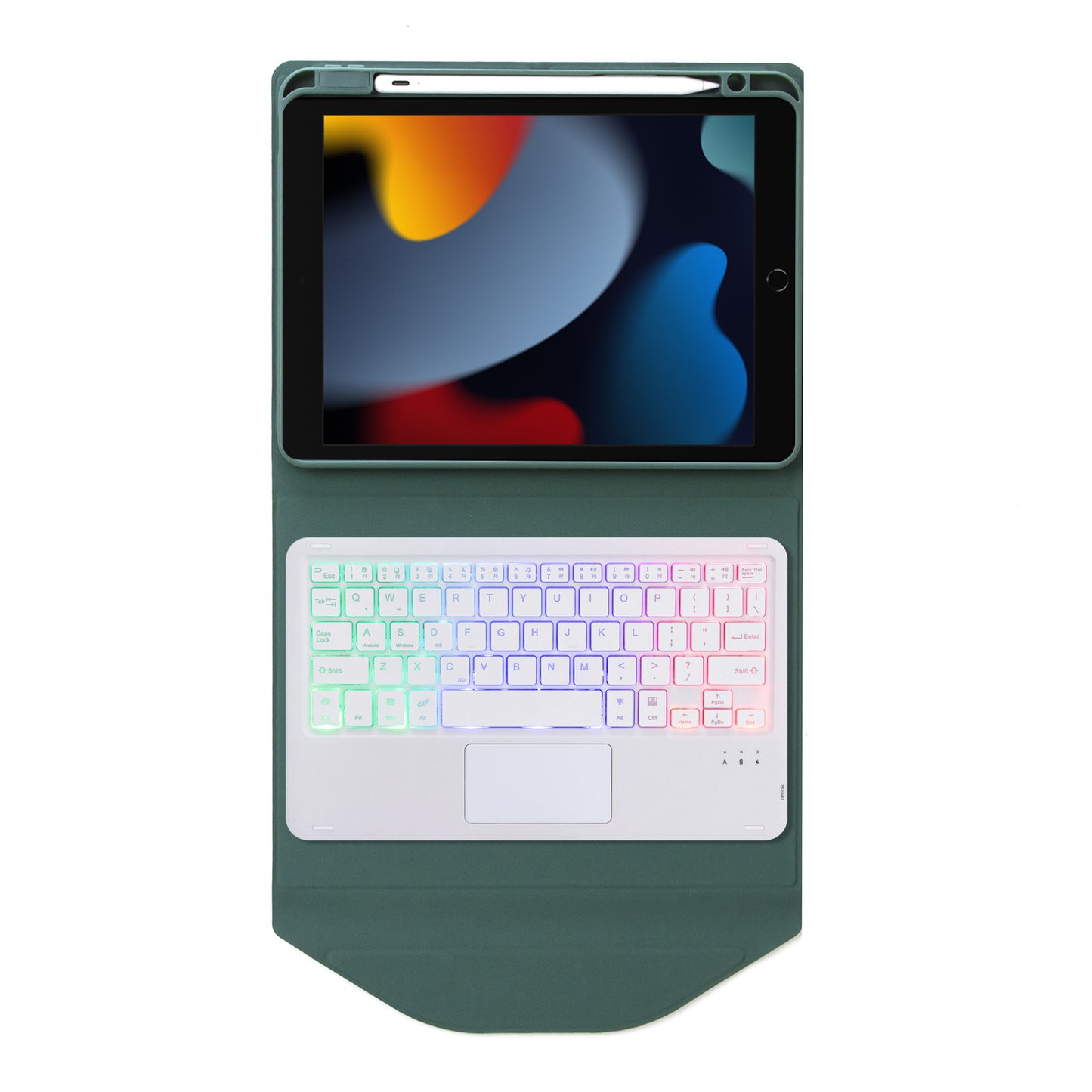 Z102B-AS For iPad 10.2 (2021)/(2019)/(2020) Detachable 3-Color Backlit Bluetooth Keyboard with TouchPad Protective Case Anti-Drop Tablet Cover Built-in Pencil Slot