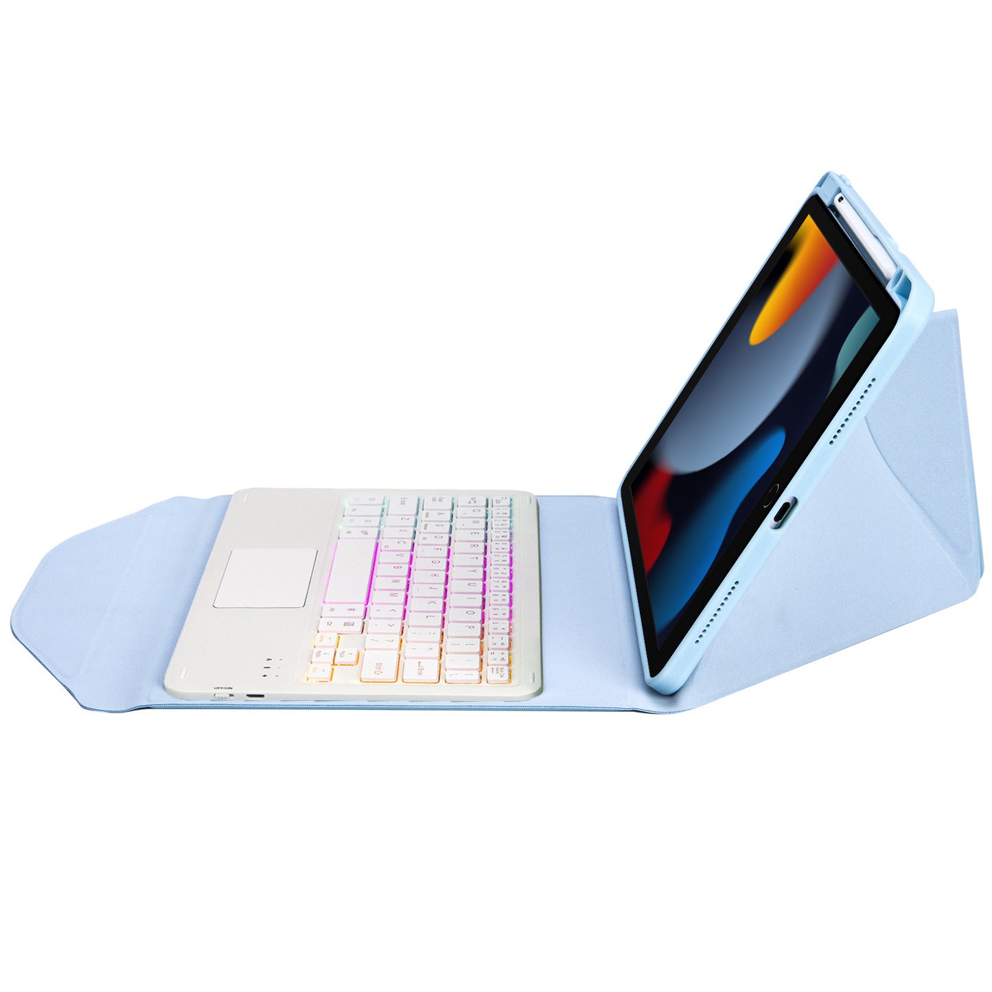 Z102B-AS For iPad 10.2 (2021)/(2019)/(2020) Detachable 3-Color Backlit Bluetooth Keyboard with TouchPad Protective Case Anti-Drop Tablet Cover Built-in Pencil Slot