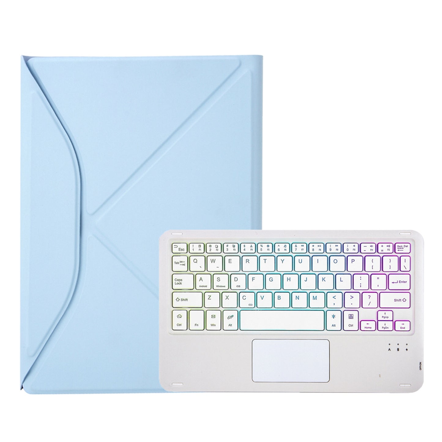 Z102B-AS For iPad 10.2 (2021)/(2019)/(2020) Detachable 3-Color Backlit Bluetooth Keyboard with TouchPad Protective Case Anti-Drop Tablet Cover Built-in Pencil Slot