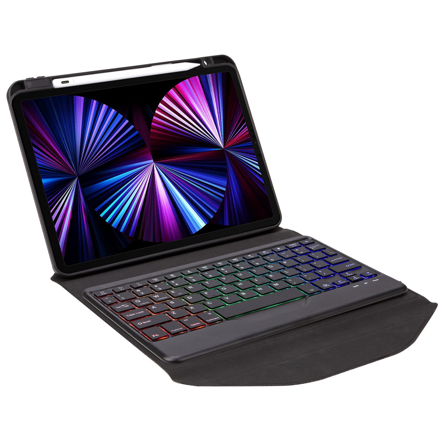 Z11BS For iPad Pro 11-inch (2018)/(2020)/(2021) 3-Color Backlit Bluetooth Keyboard Case Anti-Drop Protective Cover Pencil Slot Design Tablet Case