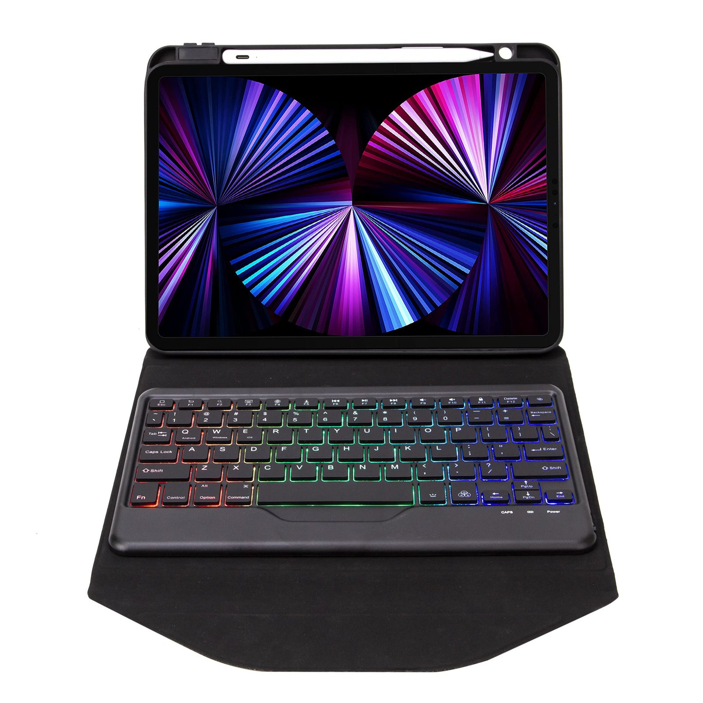 Z11BS For iPad Pro 11-inch (2018)/(2020)/(2021) 3-Color Backlit Bluetooth Keyboard Case Anti-Drop Protective Cover Pencil Slot Design Tablet Case