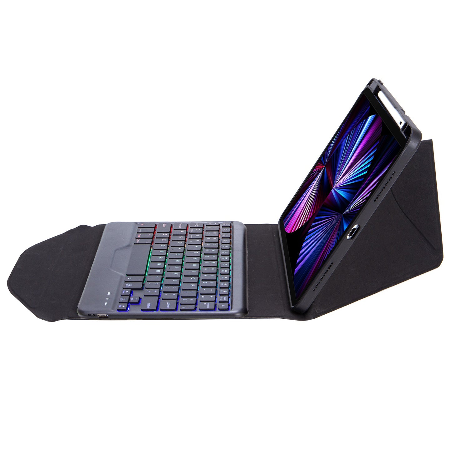 Z11BS For iPad Pro 11-inch (2018)/(2020)/(2021) 3-Color Backlit Bluetooth Keyboard Case Anti-Drop Protective Cover Pencil Slot Design Tablet Case