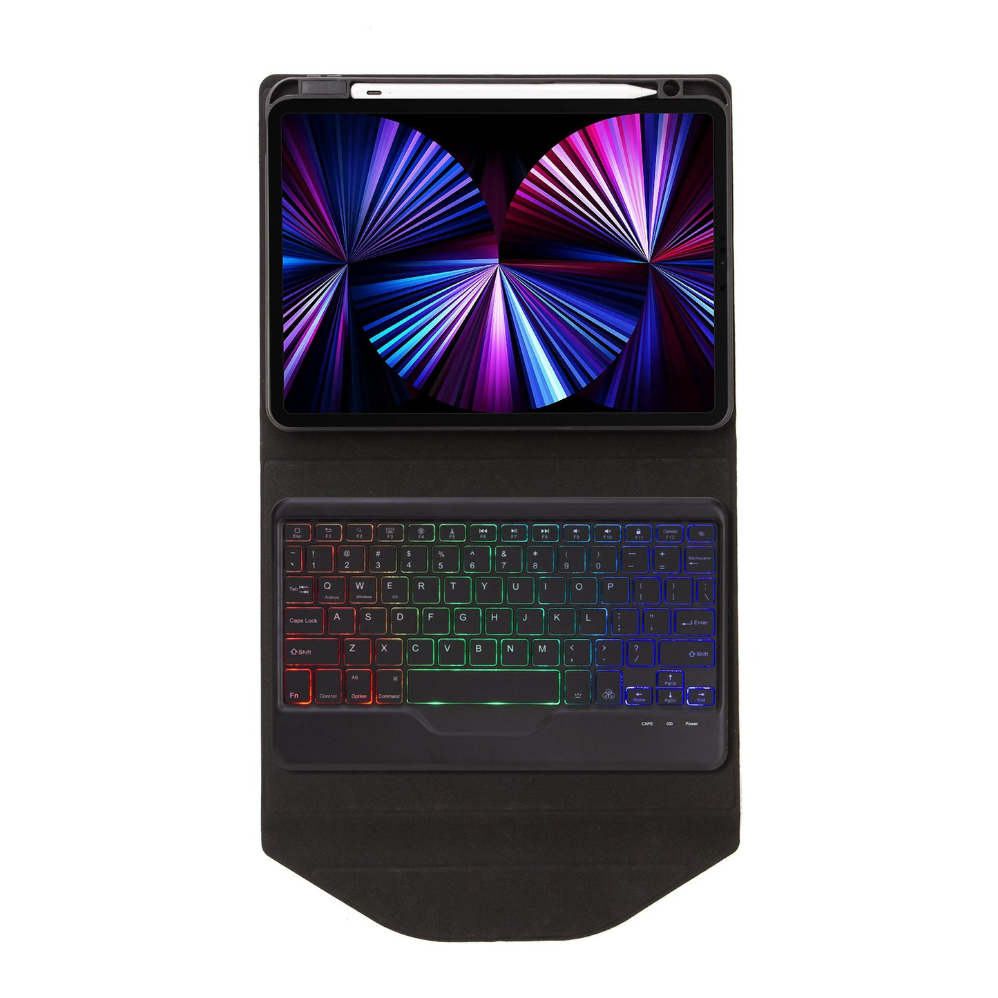 Z11BS For iPad Pro 11-inch (2018)/(2020)/(2021) 3-Color Backlit Bluetooth Keyboard Case Anti-Drop Protective Cover Pencil Slot Design Tablet Case