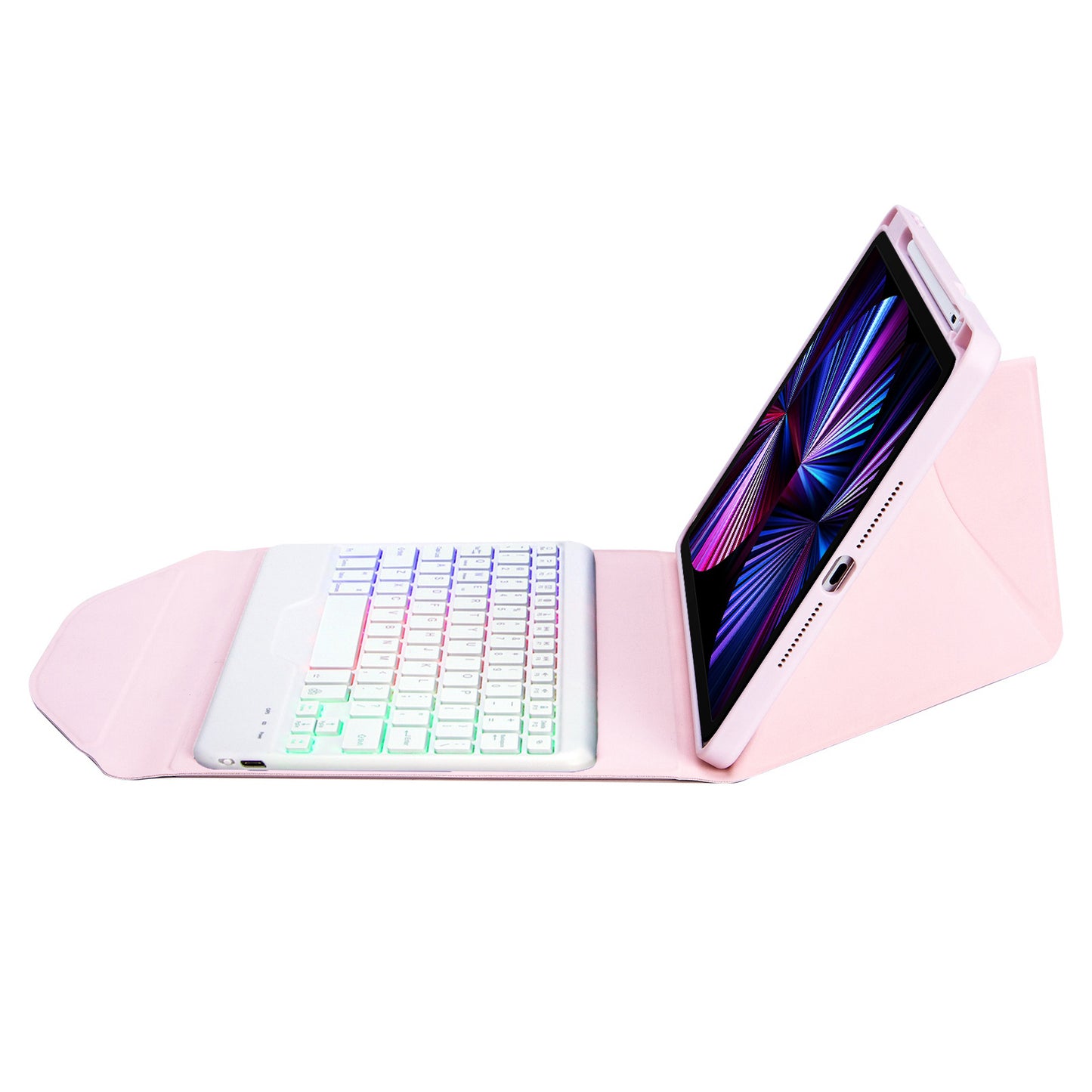 Z11BS For iPad Pro 11-inch (2018)/(2020)/(2021) 3-Color Backlit Bluetooth Keyboard Case Anti-Drop Protective Cover Pencil Slot Design Tablet Case