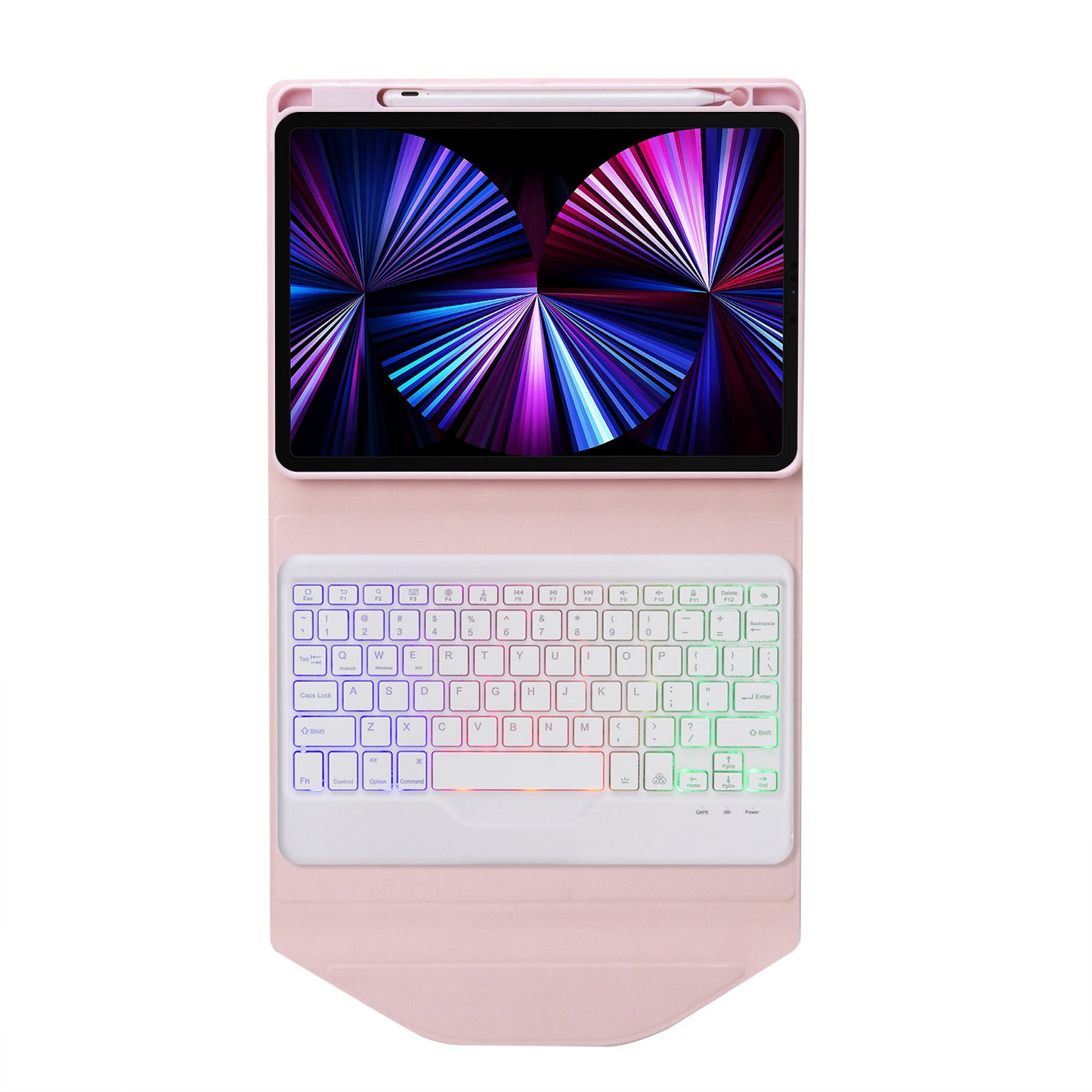 Z11BS For iPad Pro 11-inch (2018)/(2020)/(2021) 3-Color Backlit Bluetooth Keyboard Case Anti-Drop Protective Cover Pencil Slot Design Tablet Case