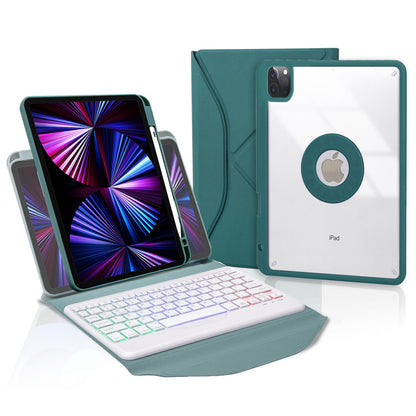 Z11BS For iPad Pro 11-inch (2018)/(2020)/(2021) 3-Color Backlit Bluetooth Keyboard Case Anti-Drop Protective Cover Pencil Slot Design Tablet Case