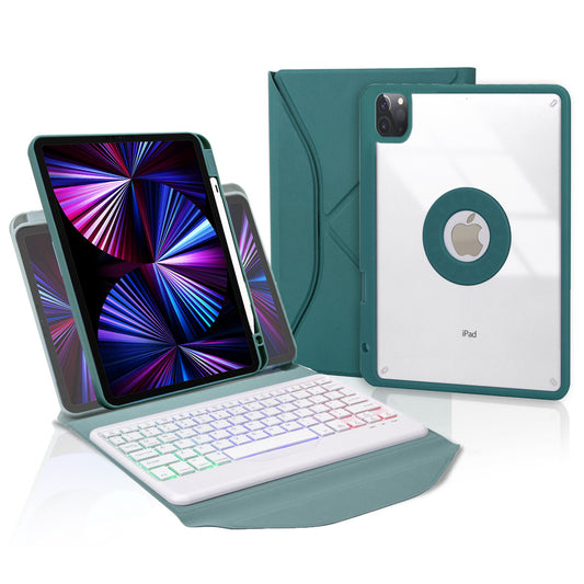 Z11BS For iPad Pro 11-inch (2018)/(2020)/(2021) 3-Color Backlit Bluetooth Keyboard Case Anti-Drop Protective Cover Pencil Slot Design Tablet Case
