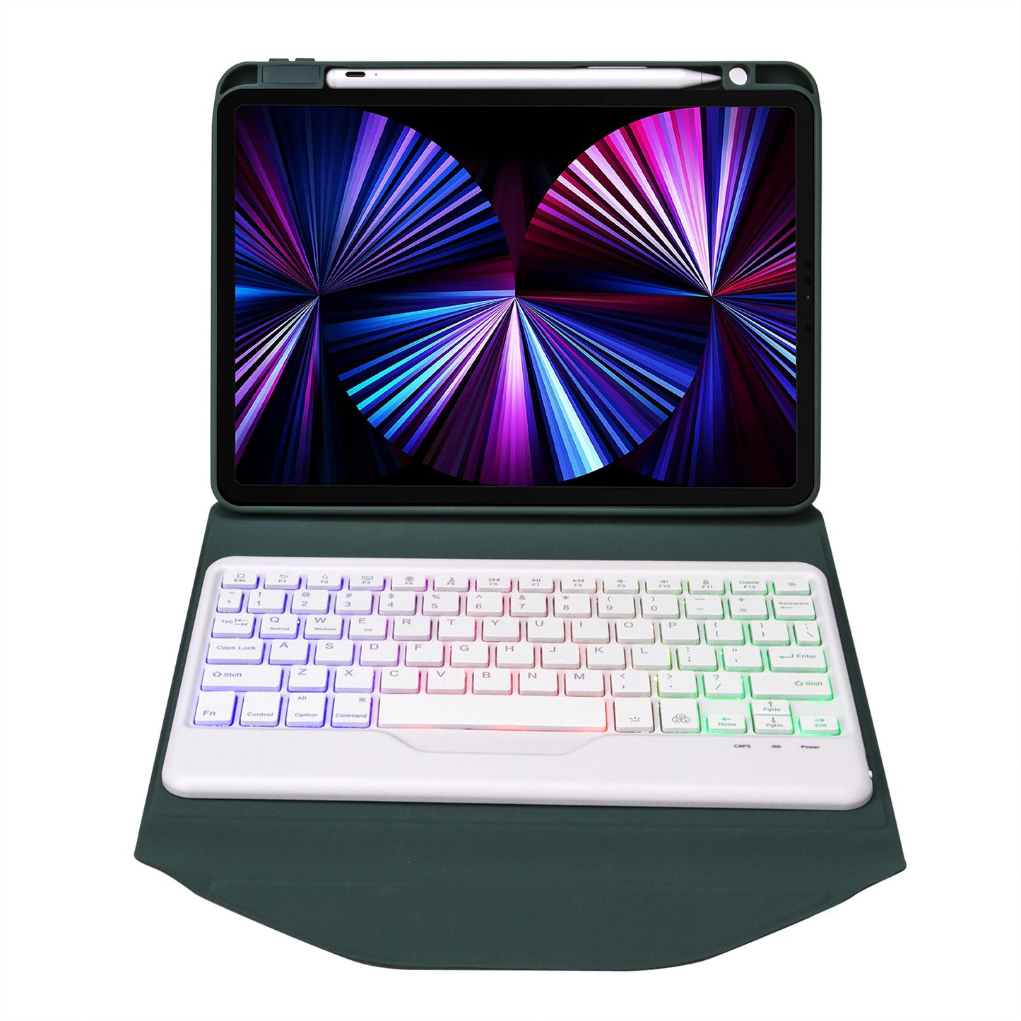 Z11BS For iPad Pro 11-inch (2018)/(2020)/(2021) 3-Color Backlit Bluetooth Keyboard Case Anti-Drop Protective Cover Pencil Slot Design Tablet Case