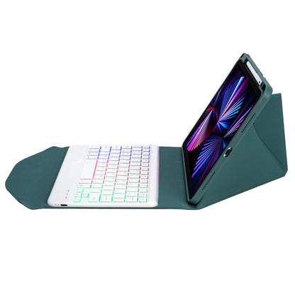 Z11BS For iPad Pro 11-inch (2018)/(2020)/(2021) 3-Color Backlit Bluetooth Keyboard Case Anti-Drop Protective Cover Pencil Slot Design Tablet Case