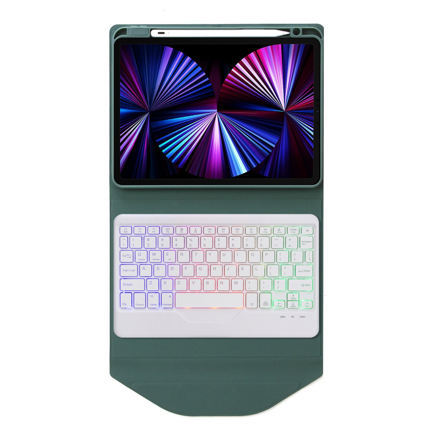 Z11BS For iPad Pro 11-inch (2018)/(2020)/(2021) 3-Color Backlit Bluetooth Keyboard Case Anti-Drop Protective Cover Pencil Slot Design Tablet Case