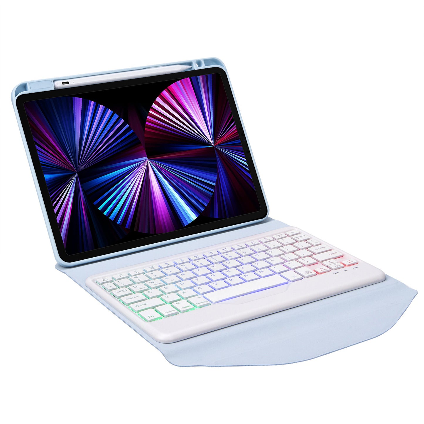 Z11BS For iPad Pro 11-inch (2018)/(2020)/(2021) 3-Color Backlit Bluetooth Keyboard Case Anti-Drop Protective Cover Pencil Slot Design Tablet Case