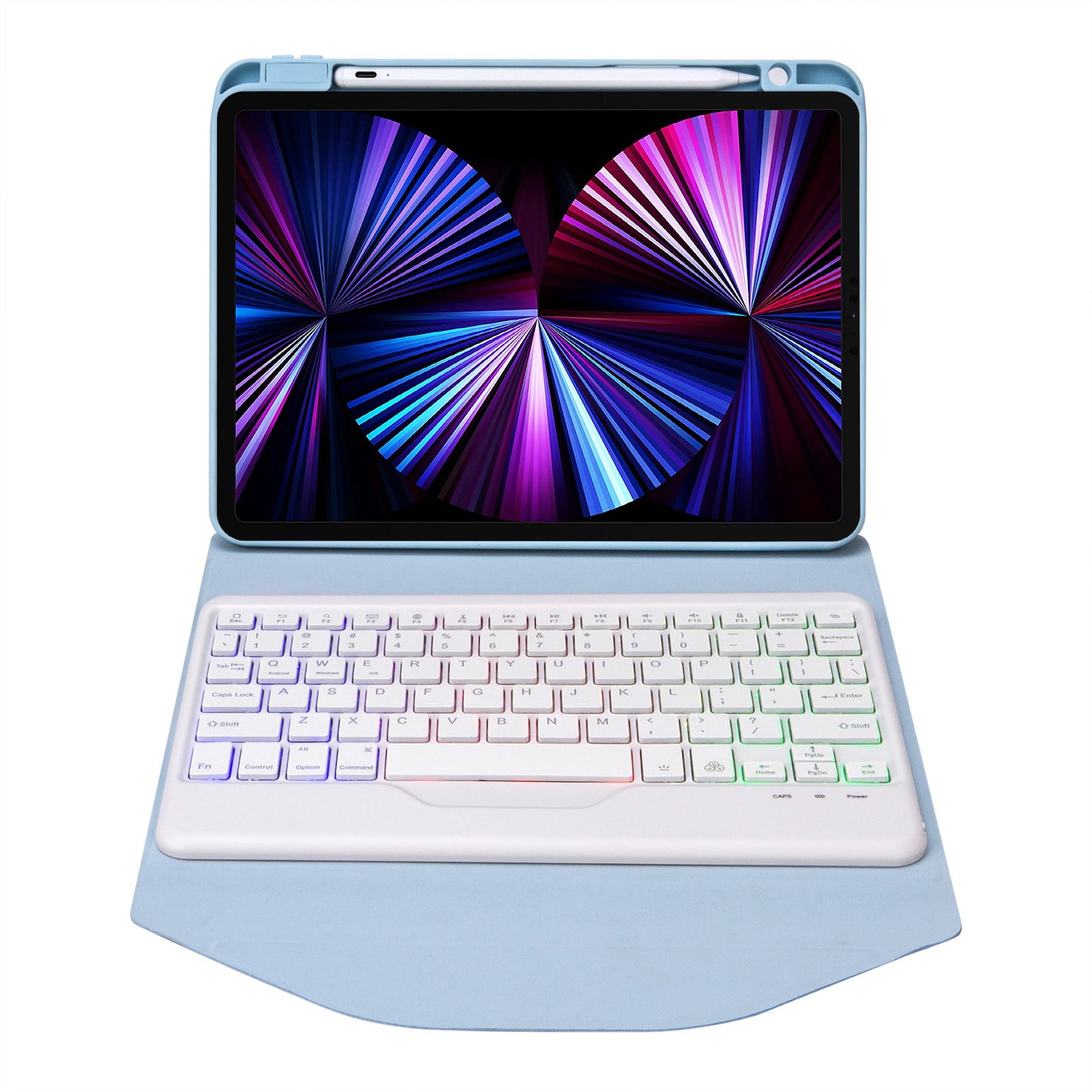 Z11BS For iPad Pro 11-inch (2018)/(2020)/(2021) 3-Color Backlit Bluetooth Keyboard Case Anti-Drop Protective Cover Pencil Slot Design Tablet Case