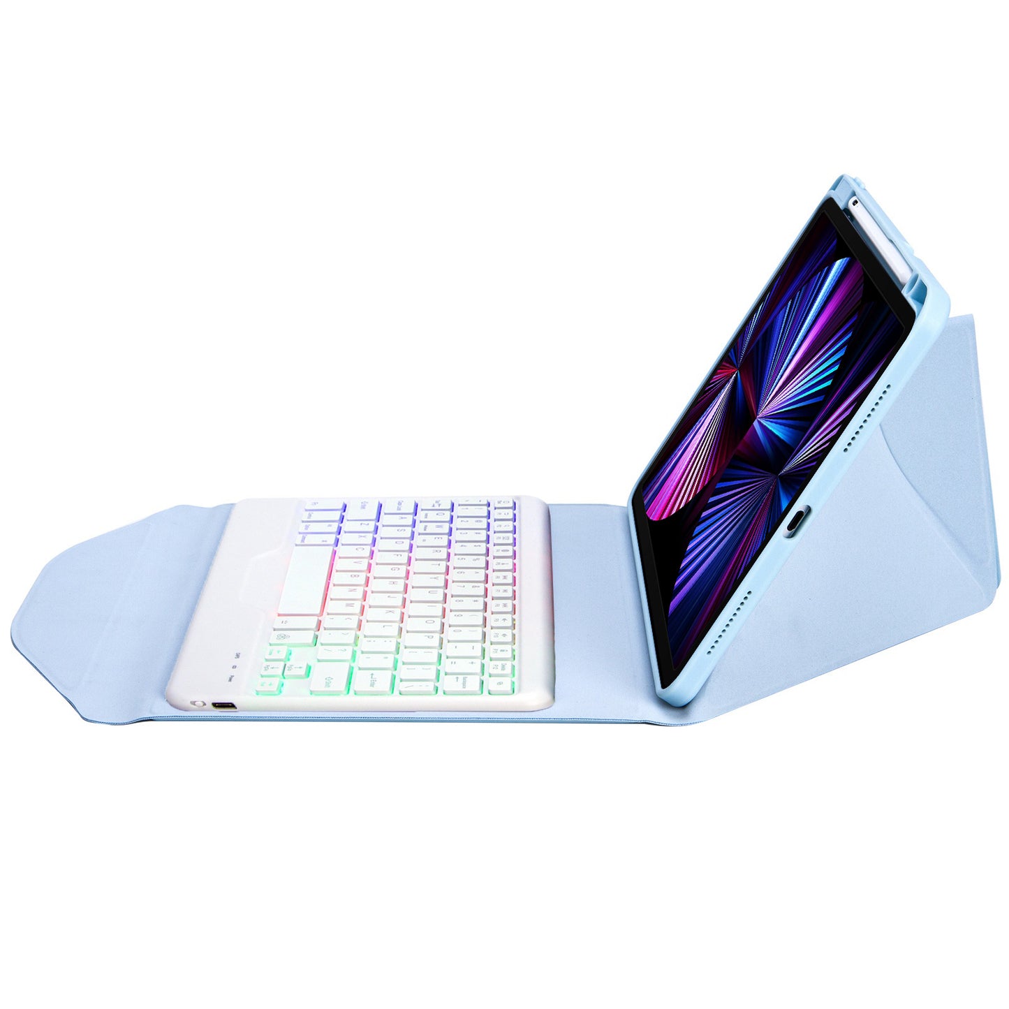 Z11BS For iPad Pro 11-inch (2018)/(2020)/(2021) 3-Color Backlit Bluetooth Keyboard Case Anti-Drop Protective Cover Pencil Slot Design Tablet Case
