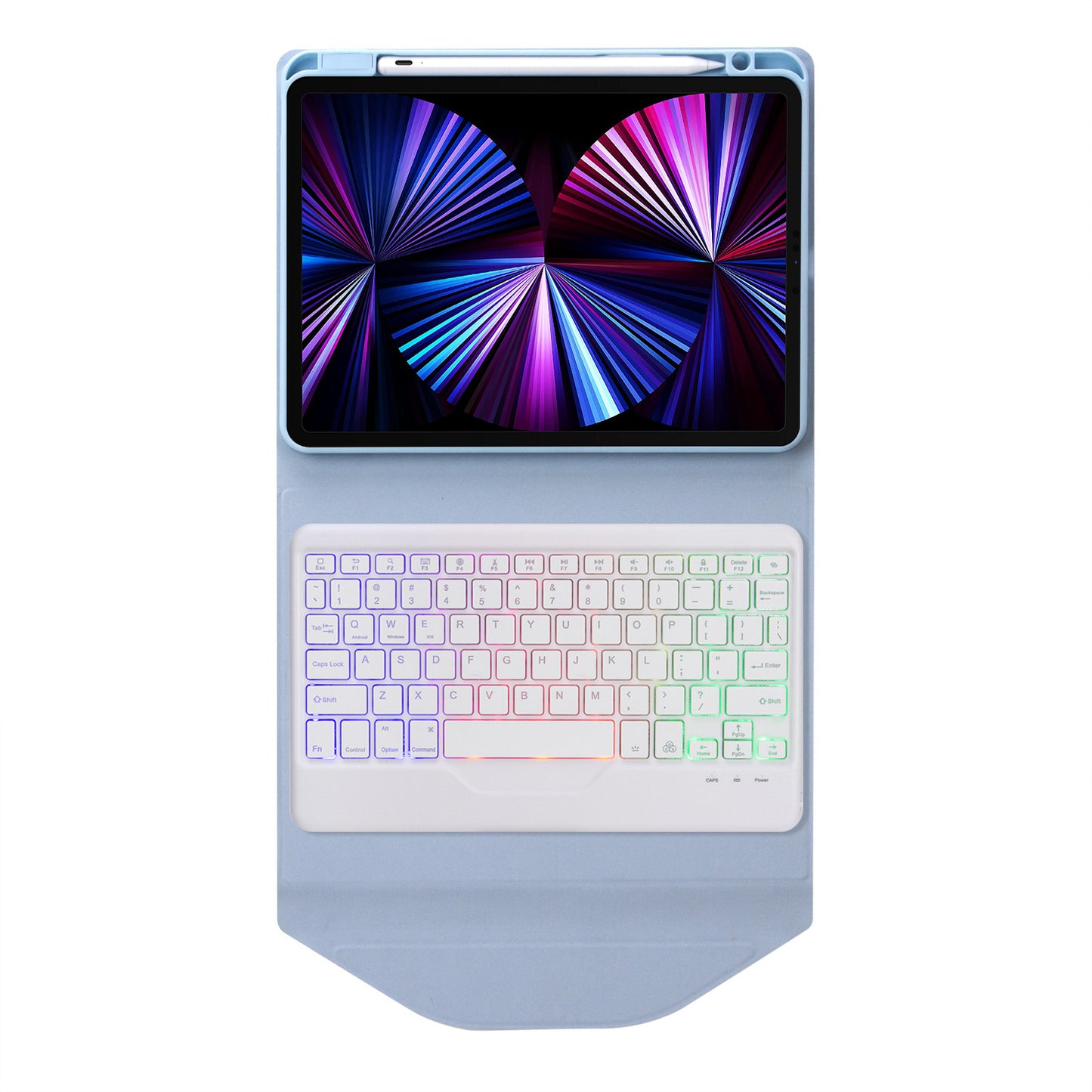 Z11BS For iPad Pro 11-inch (2018)/(2020)/(2021) 3-Color Backlit Bluetooth Keyboard Case Anti-Drop Protective Cover Pencil Slot Design Tablet Case