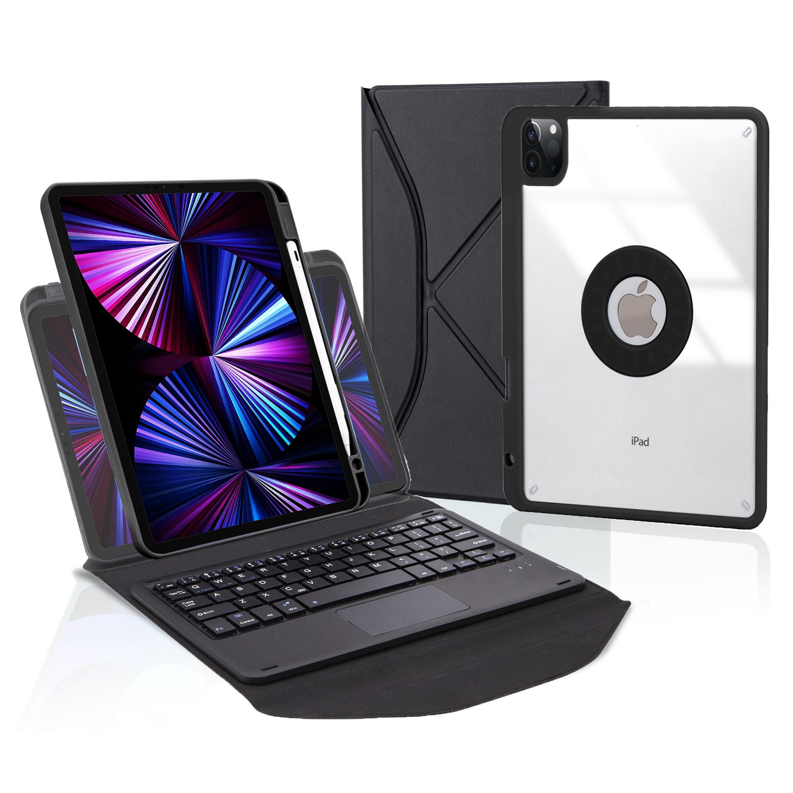 Z11B-A For iPad Pro 11-inch (2018)/(2020)/(2021) Bluetooth Keyboard Case with TouchPad Scratch Resistant Protective Cover Tablet Case with Pencil Slot