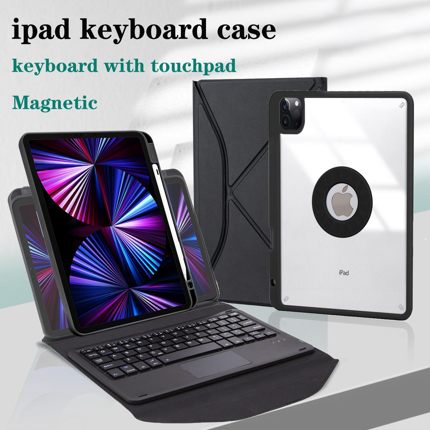 Z11B-A For iPad Pro 11-inch (2018)/(2020)/(2021) Bluetooth Keyboard Case with TouchPad Scratch Resistant Protective Cover Tablet Case with Pencil Slot