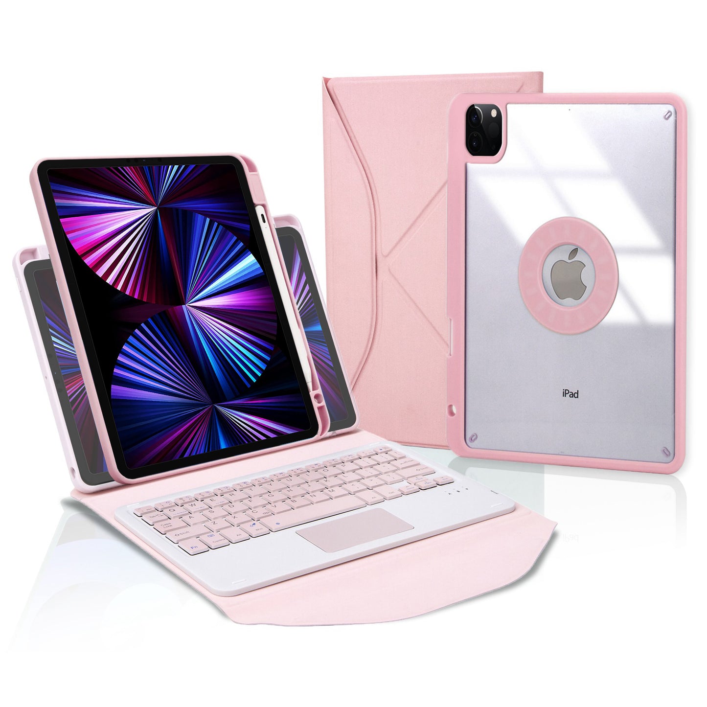 Z11B-A For iPad Pro 11-inch (2018)/(2020)/(2021) Bluetooth Keyboard Case with TouchPad Scratch Resistant Protective Cover Tablet Case with Pencil Slot