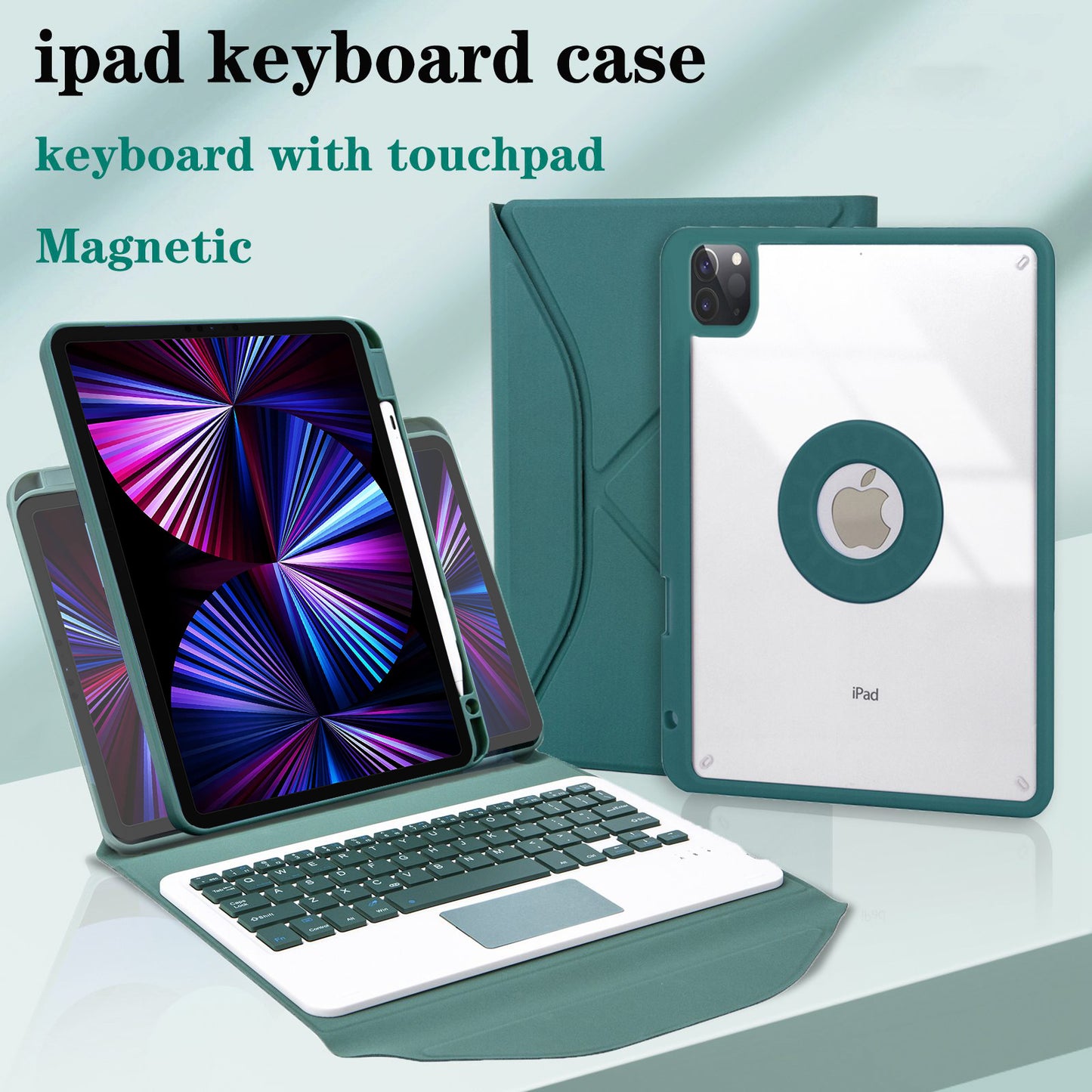 Z11B-A For iPad Pro 11-inch (2018)/(2020)/(2021) Bluetooth Keyboard Case with TouchPad Scratch Resistant Protective Cover Tablet Case with Pencil Slot