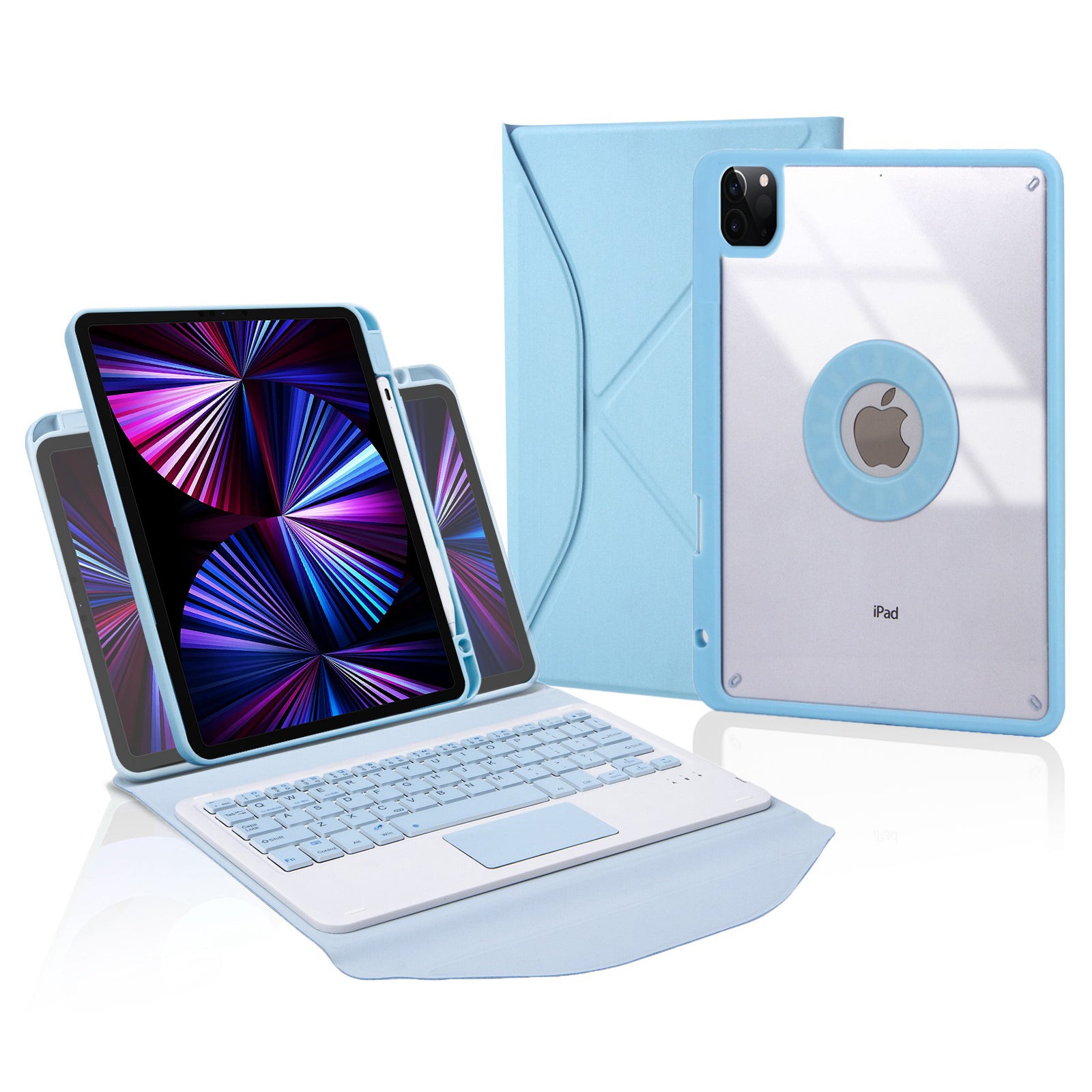 Z11B-A For iPad Pro 11-inch (2018)/(2020)/(2021) Bluetooth Keyboard Case with TouchPad Scratch Resistant Protective Cover Tablet Case with Pencil Slot