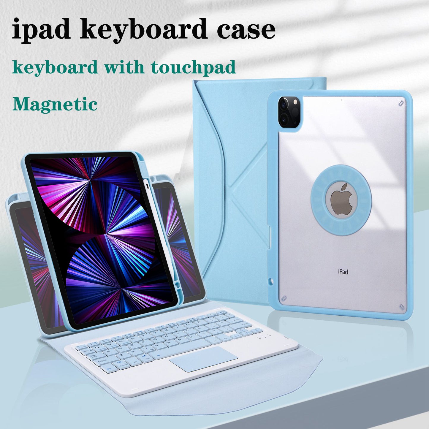 Z11B-A For iPad Pro 11-inch (2018)/(2020)/(2021) Bluetooth Keyboard Case with TouchPad Scratch Resistant Protective Cover Tablet Case with Pencil Slot