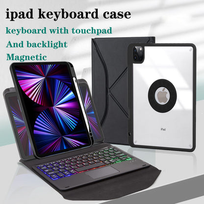Z11B-AS For iPad Pro 11-inch (2018)/(2020)/(2021) Detachable Bluetooth Keyboard Case with TouchPad/3-Color Backlit Anti-Drop Protective Tablet Cover with Pencil Slot