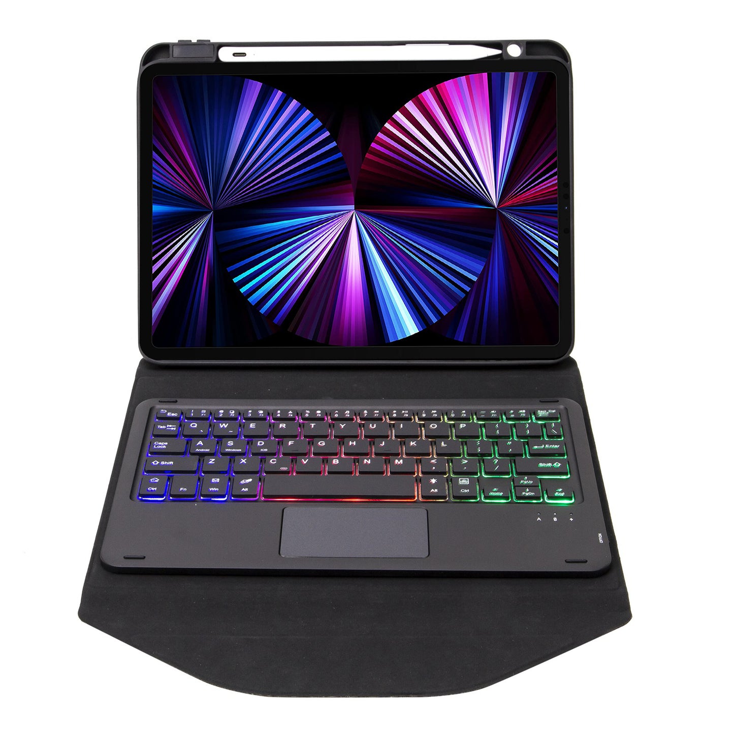 Z11B-AS For iPad Pro 11-inch (2018)/(2020)/(2021) Detachable Bluetooth Keyboard Case with TouchPad/3-Color Backlit Anti-Drop Protective Tablet Cover with Pencil Slot