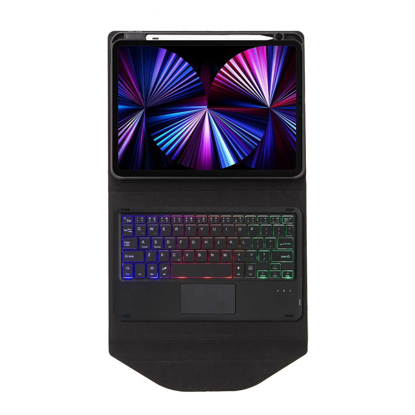 Z11B-AS For iPad Pro 11-inch (2018)/(2020)/(2021) Detachable Bluetooth Keyboard Case with TouchPad/3-Color Backlit Anti-Drop Protective Tablet Cover with Pencil Slot