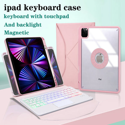 Z11B-AS For iPad Pro 11-inch (2018)/(2020)/(2021) Detachable Bluetooth Keyboard Case with TouchPad/3-Color Backlit Anti-Drop Protective Tablet Cover with Pencil Slot