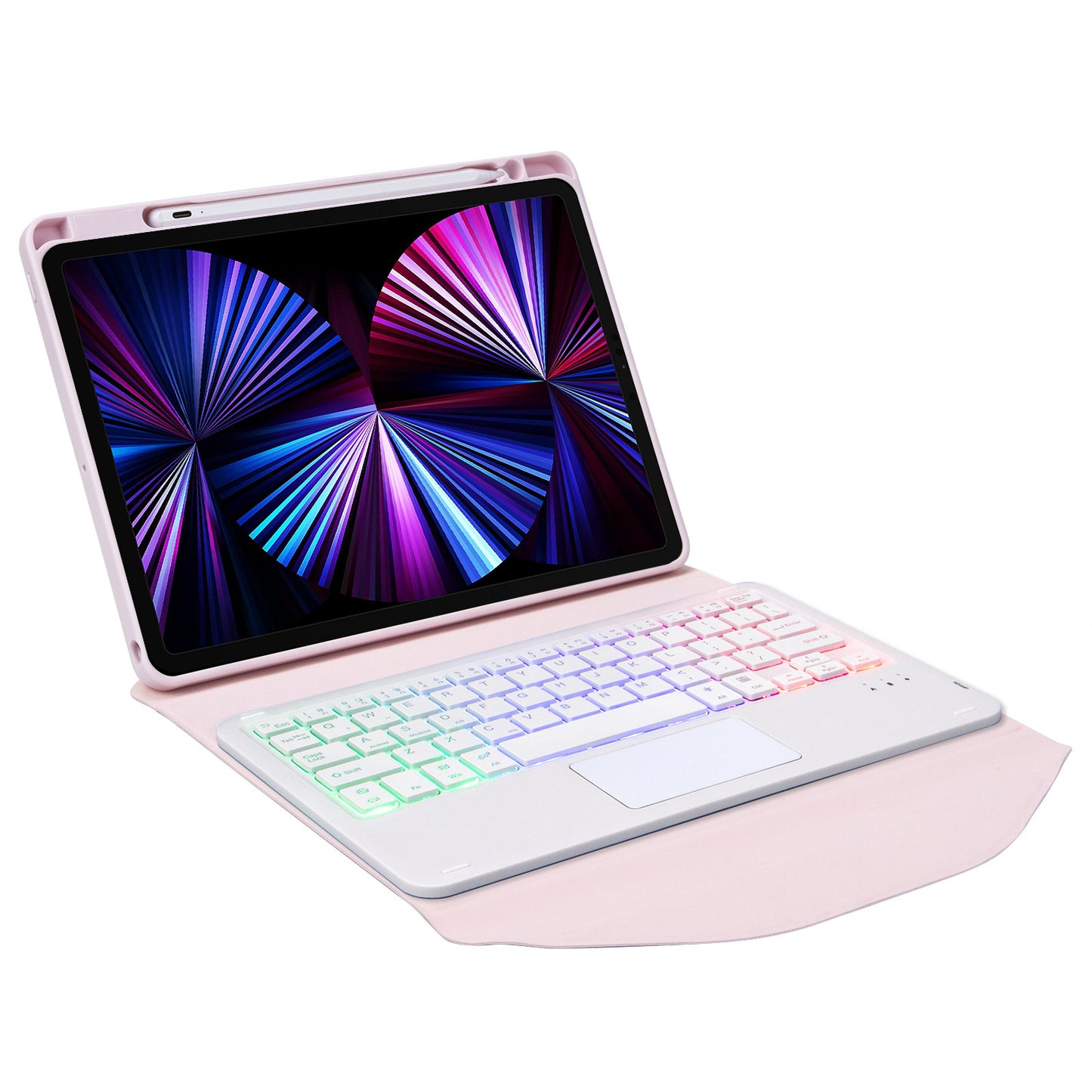 Z11B-AS For iPad Pro 11-inch (2018)/(2020)/(2021) Detachable Bluetooth Keyboard Case with TouchPad/3-Color Backlit Anti-Drop Protective Tablet Cover with Pencil Slot