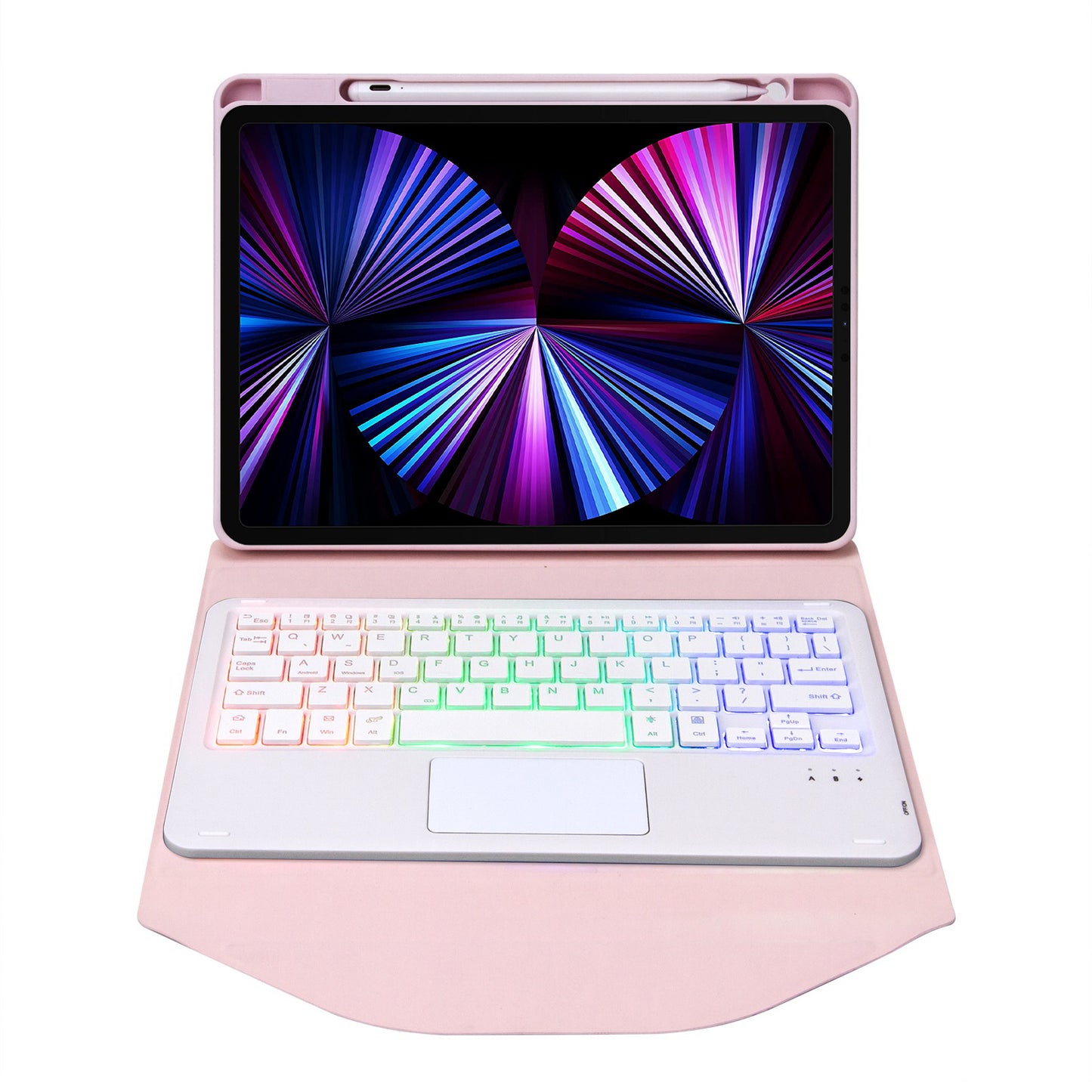 Z11B-AS For iPad Pro 11-inch (2018)/(2020)/(2021) Detachable Bluetooth Keyboard Case with TouchPad/3-Color Backlit Anti-Drop Protective Tablet Cover with Pencil Slot