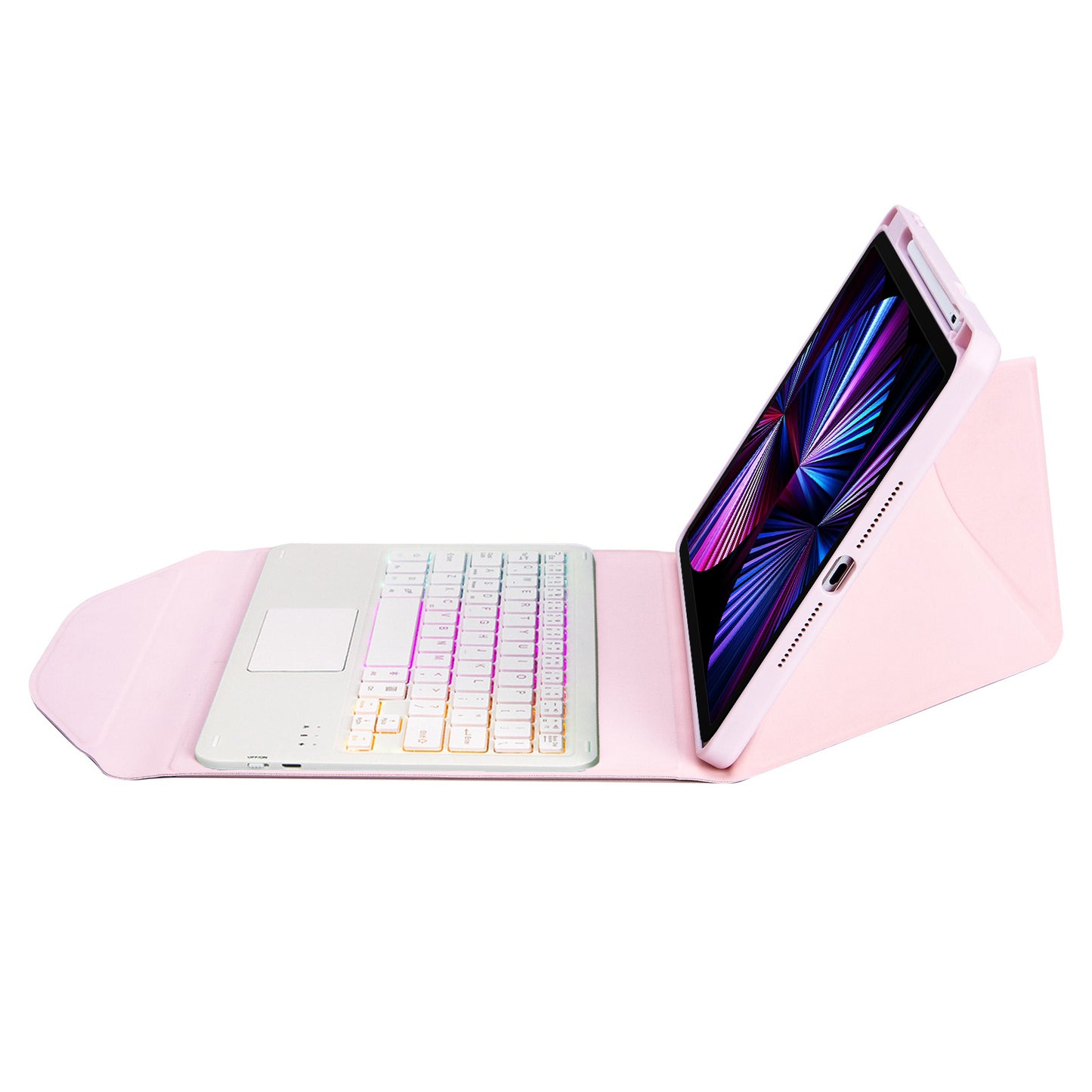 Z11B-AS For iPad Pro 11-inch (2018)/(2020)/(2021) Detachable Bluetooth Keyboard Case with TouchPad/3-Color Backlit Anti-Drop Protective Tablet Cover with Pencil Slot