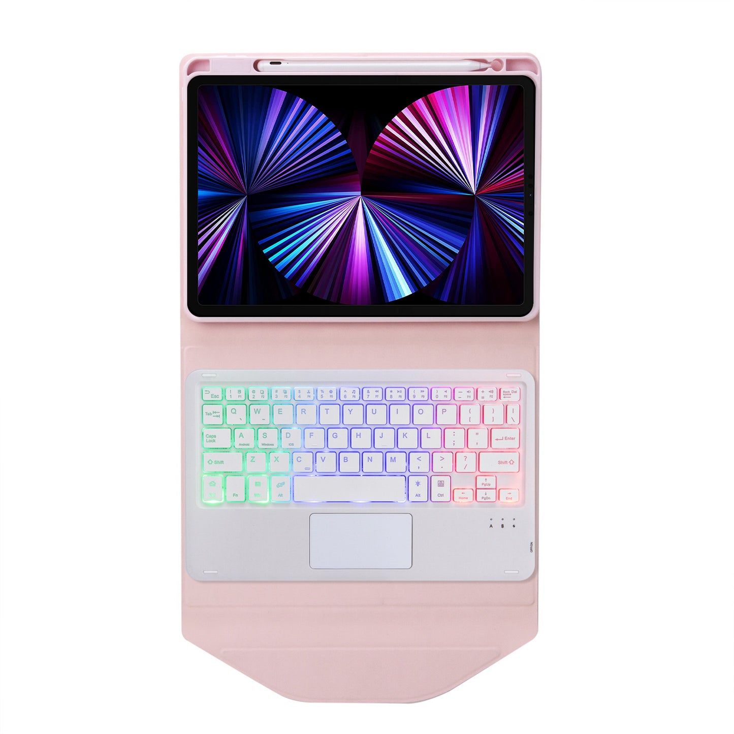 Z11B-AS For iPad Pro 11-inch (2018)/(2020)/(2021) Detachable Bluetooth Keyboard Case with TouchPad/3-Color Backlit Anti-Drop Protective Tablet Cover with Pencil Slot