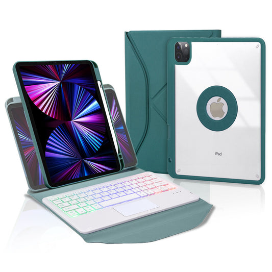 Z11B-AS For iPad Pro 11-inch (2018)/(2020)/(2021) Detachable Bluetooth Keyboard Case with TouchPad/3-Color Backlit Anti-Drop Protective Tablet Cover with Pencil Slot