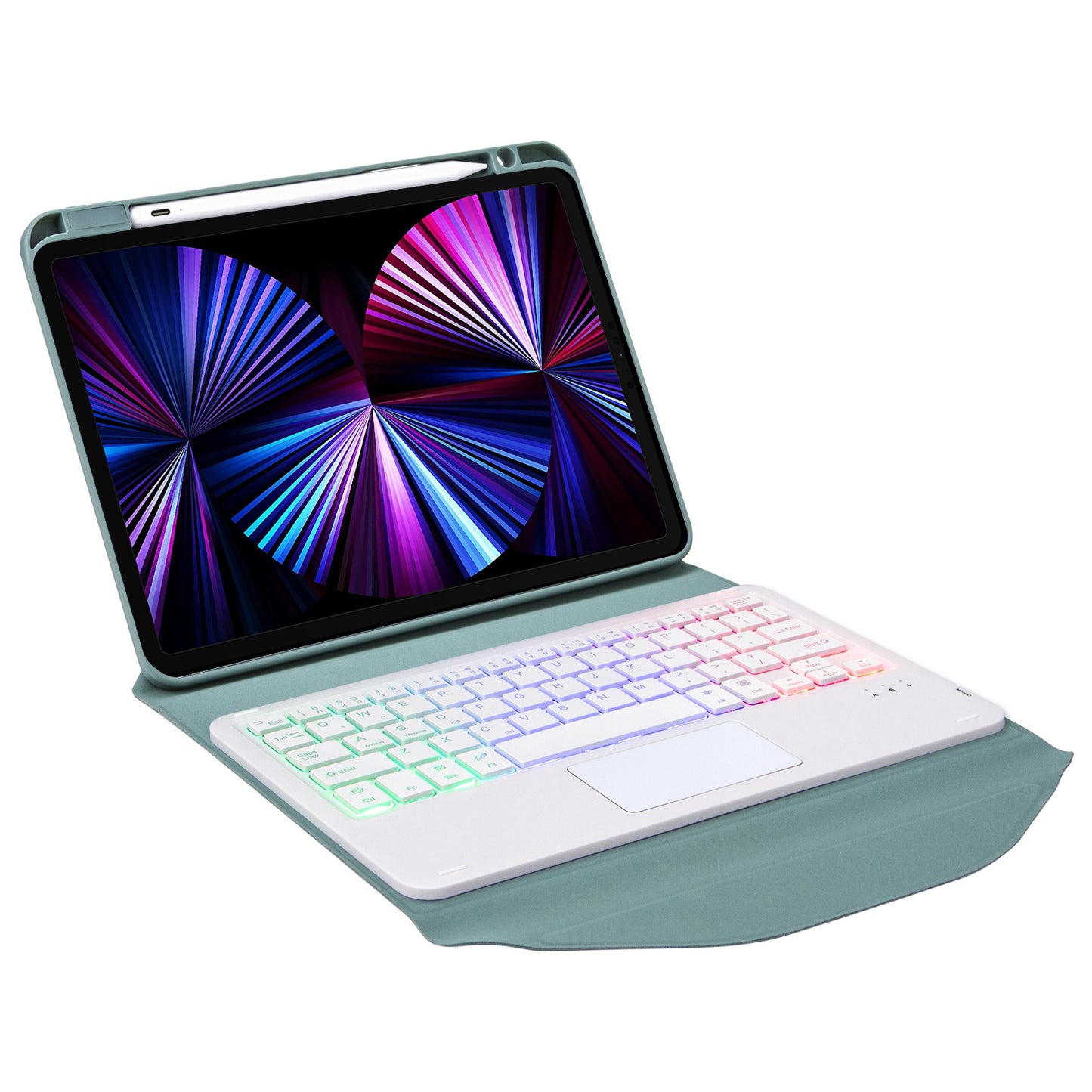 Z11B-AS For iPad Pro 11-inch (2018)/(2020)/(2021) Detachable Bluetooth Keyboard Case with TouchPad/3-Color Backlit Anti-Drop Protective Tablet Cover with Pencil Slot