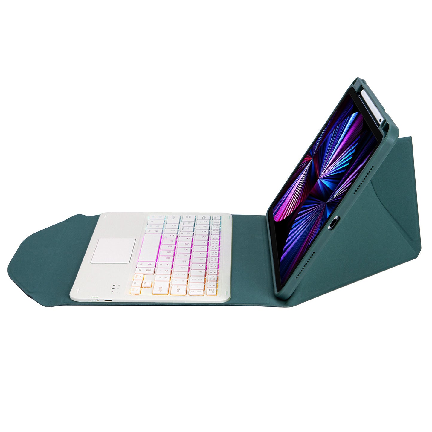 Z11B-AS For iPad Pro 11-inch (2018)/(2020)/(2021) Detachable Bluetooth Keyboard Case with TouchPad/3-Color Backlit Anti-Drop Protective Tablet Cover with Pencil Slot