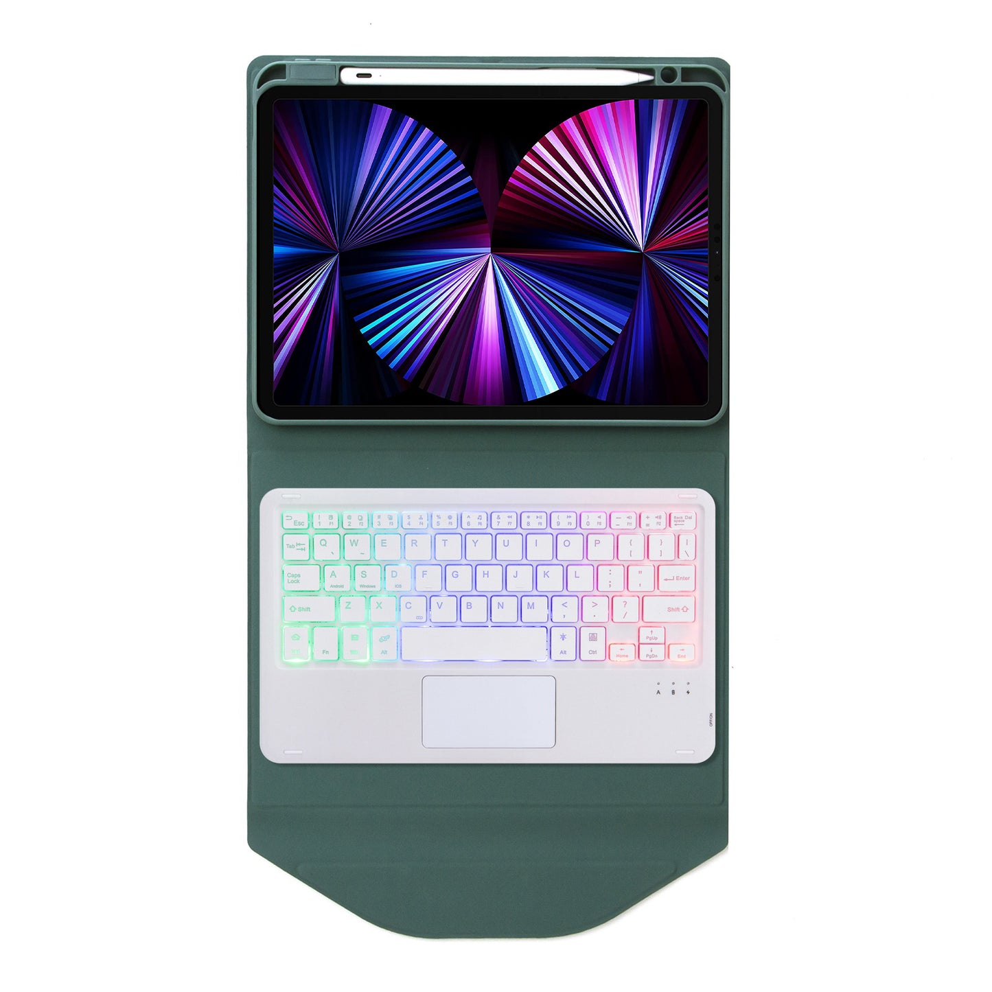 Z11B-AS For iPad Pro 11-inch (2018)/(2020)/(2021) Detachable Bluetooth Keyboard Case with TouchPad/3-Color Backlit Anti-Drop Protective Tablet Cover with Pencil Slot