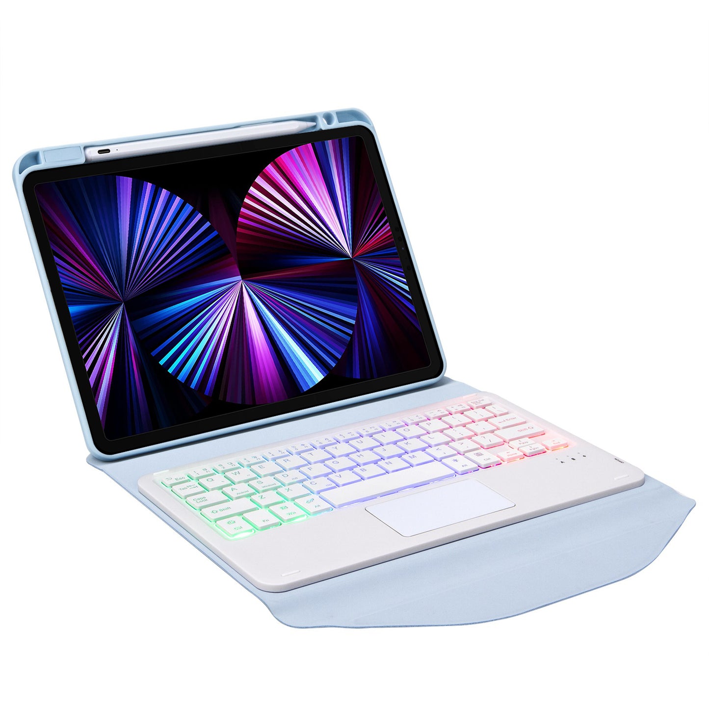 Z11B-AS For iPad Pro 11-inch (2018)/(2020)/(2021) Detachable Bluetooth Keyboard Case with TouchPad/3-Color Backlit Anti-Drop Protective Tablet Cover with Pencil Slot