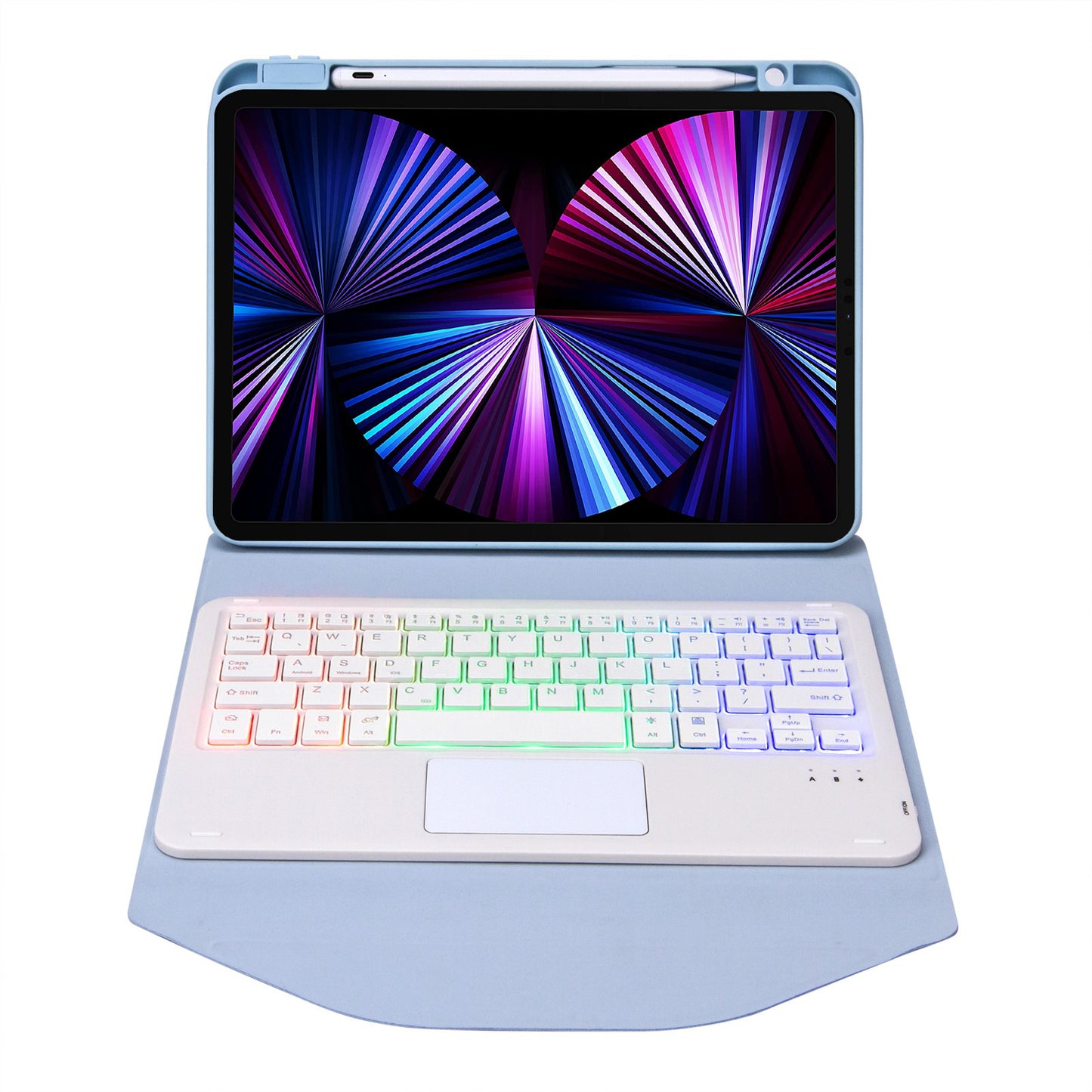 Z11B-AS For iPad Pro 11-inch (2018)/(2020)/(2021) Detachable Bluetooth Keyboard Case with TouchPad/3-Color Backlit Anti-Drop Protective Tablet Cover with Pencil Slot