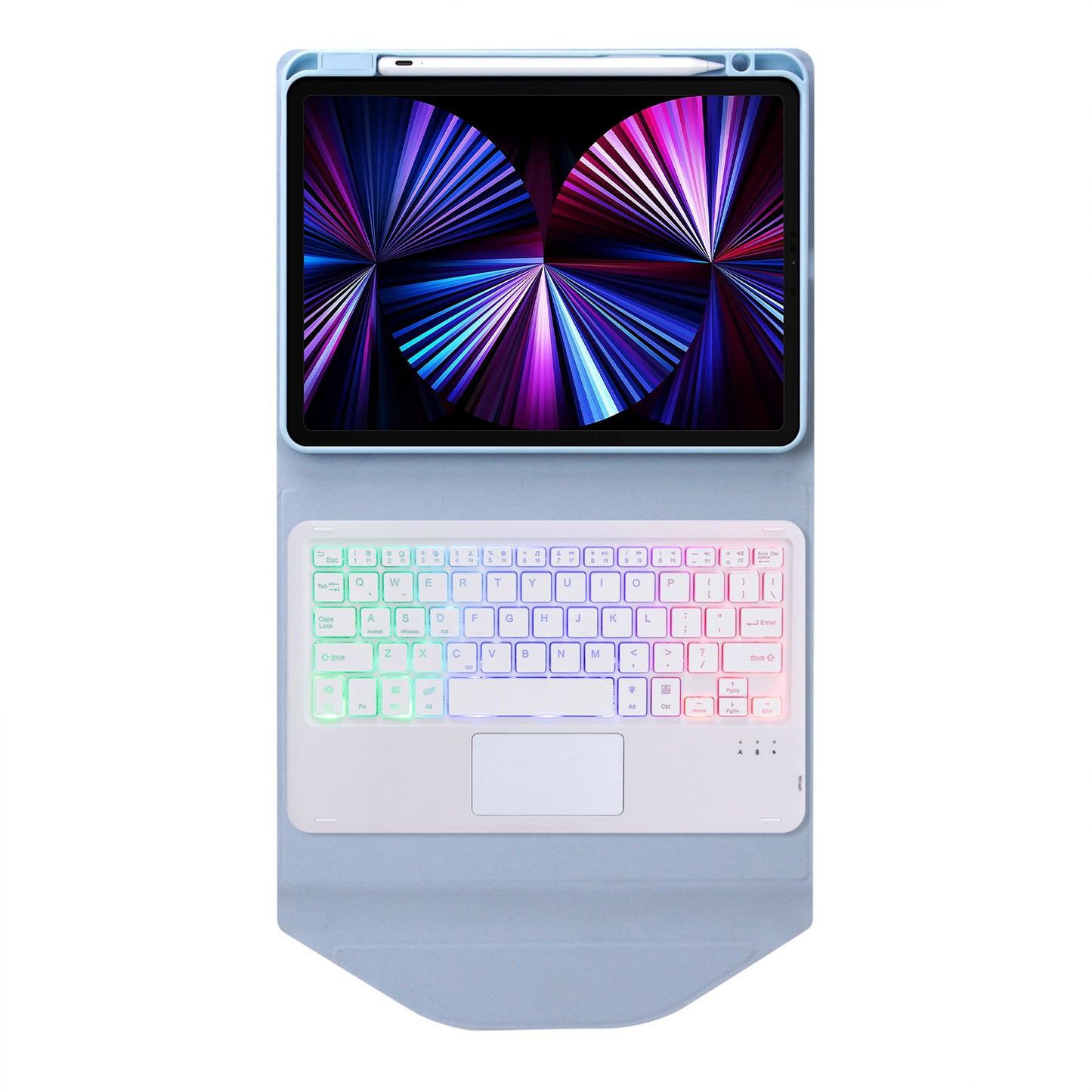 Z11B-AS For iPad Pro 11-inch (2018)/(2020)/(2021) Detachable Bluetooth Keyboard Case with TouchPad/3-Color Backlit Anti-Drop Protective Tablet Cover with Pencil Slot