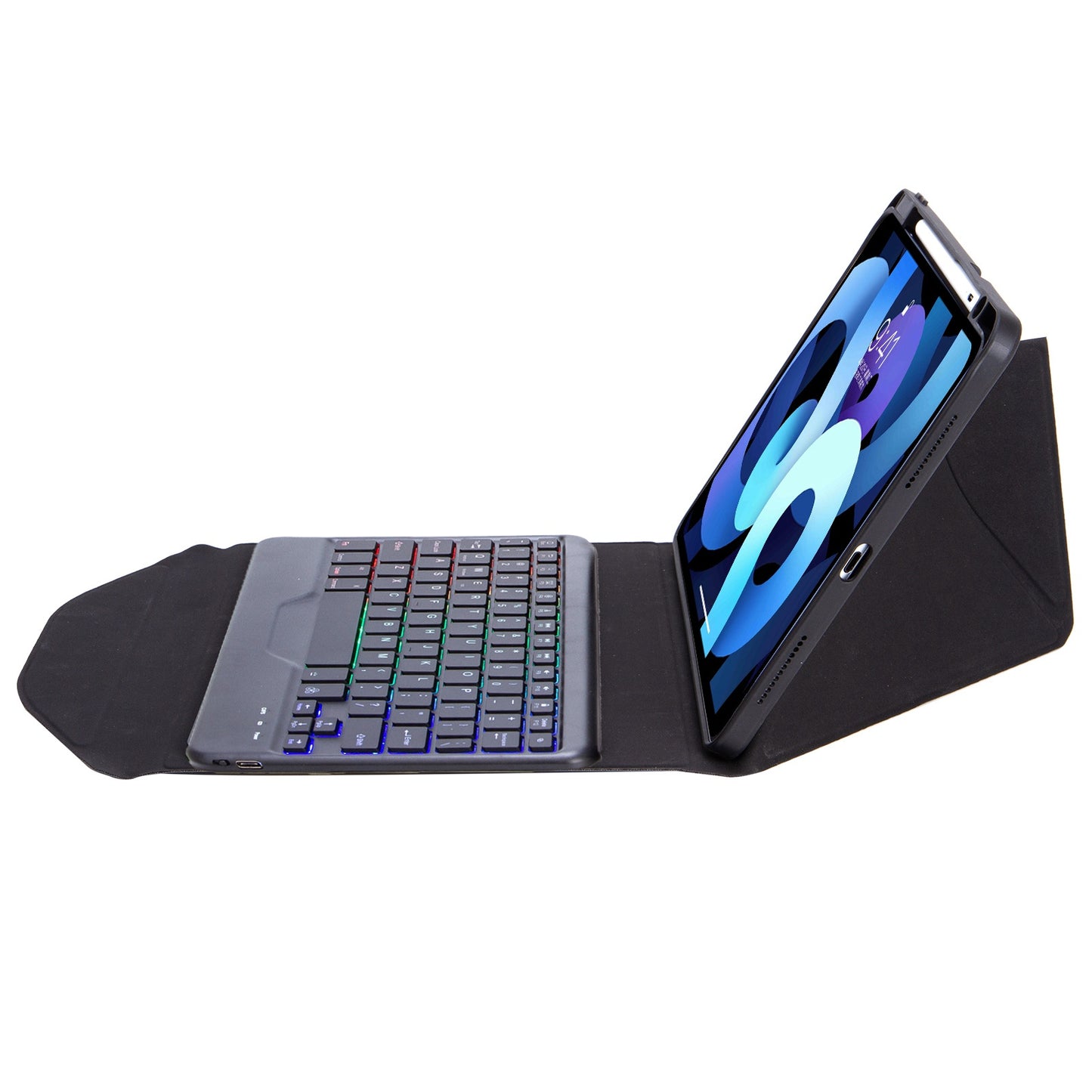 Z098BS For iPad Air (2020)/(2022) Detachable Bluetooth Keyboard with 3-Color Backlit Protective Cover Anti-Drop Tablet Case with Pencil Slot