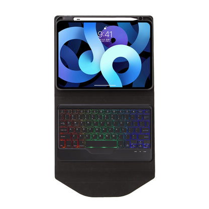 Z098BS For iPad Air (2020)/(2022) Detachable Bluetooth Keyboard with 3-Color Backlit Protective Cover Anti-Drop Tablet Case with Pencil Slot