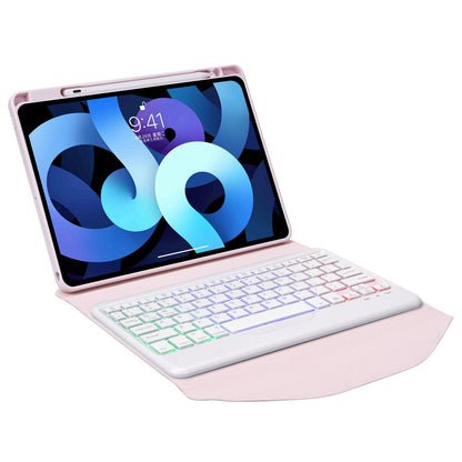 Z098BS For iPad Air (2020)/(2022) Detachable Bluetooth Keyboard with 3-Color Backlit Protective Cover Anti-Drop Tablet Case with Pencil Slot