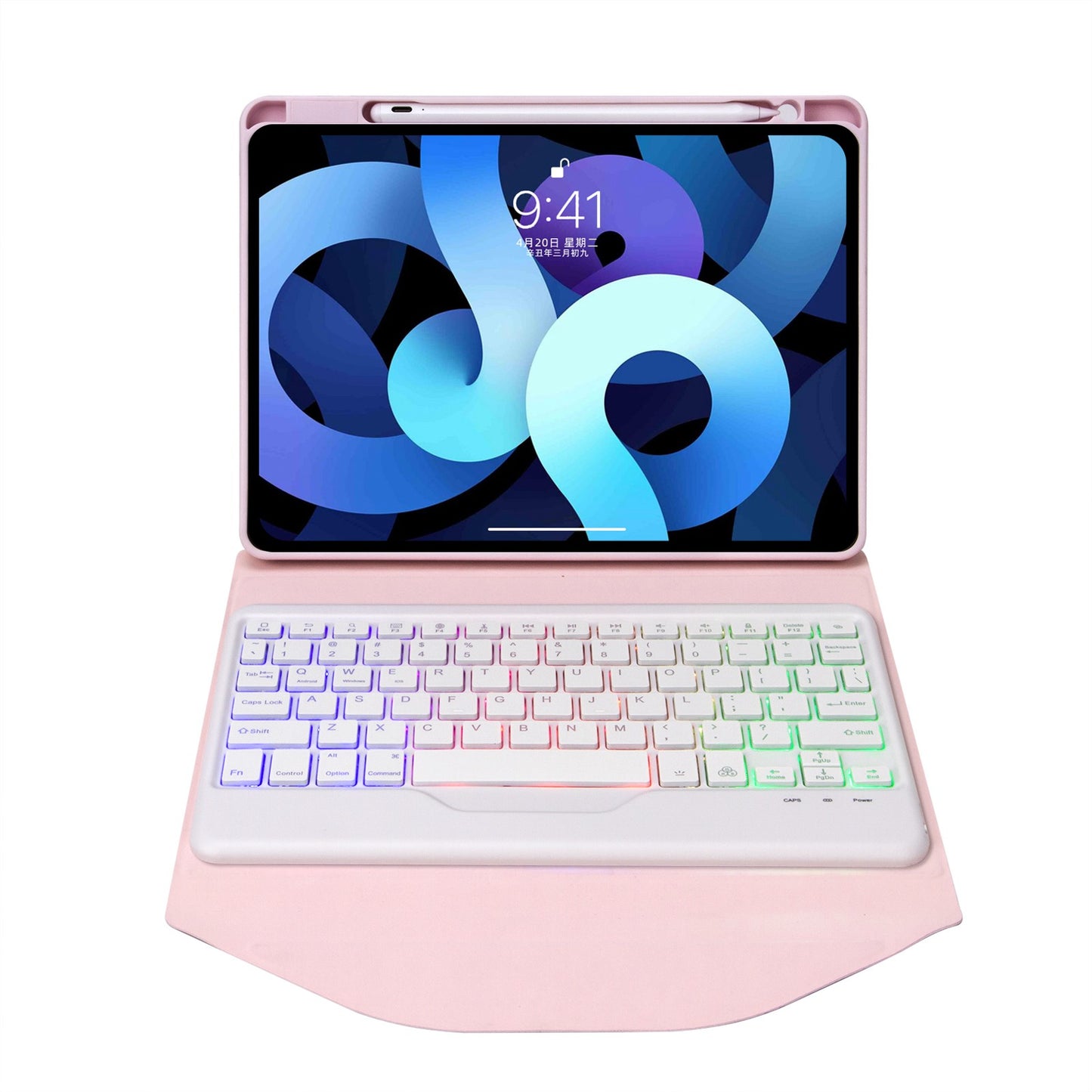 Z098BS For iPad Air (2020)/(2022) Detachable Bluetooth Keyboard with 3-Color Backlit Protective Cover Anti-Drop Tablet Case with Pencil Slot