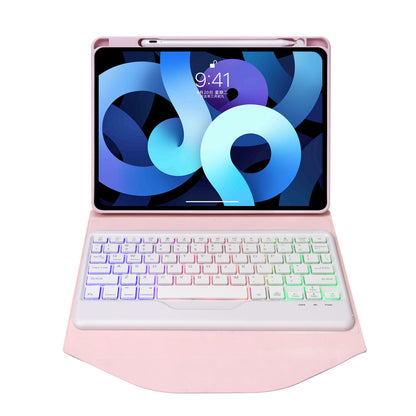 Z098BS For iPad Air (2020)/(2022) Detachable Bluetooth Keyboard with 3-Color Backlit Protective Cover Anti-Drop Tablet Case with Pencil Slot