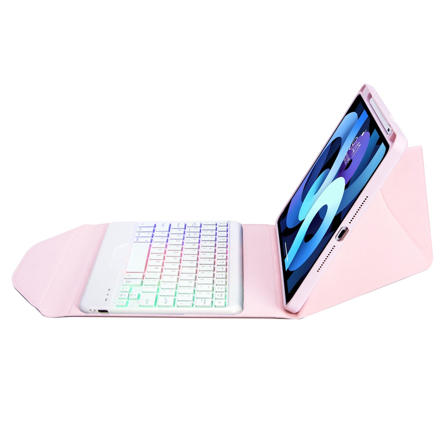 Z098BS For iPad Air (2020)/(2022) Detachable Bluetooth Keyboard with 3-Color Backlit Protective Cover Anti-Drop Tablet Case with Pencil Slot