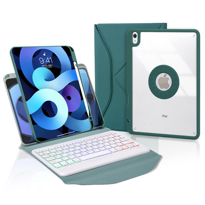 Z098BS For iPad Air (2020)/(2022) Detachable Bluetooth Keyboard with 3-Color Backlit Protective Cover Anti-Drop Tablet Case with Pencil Slot