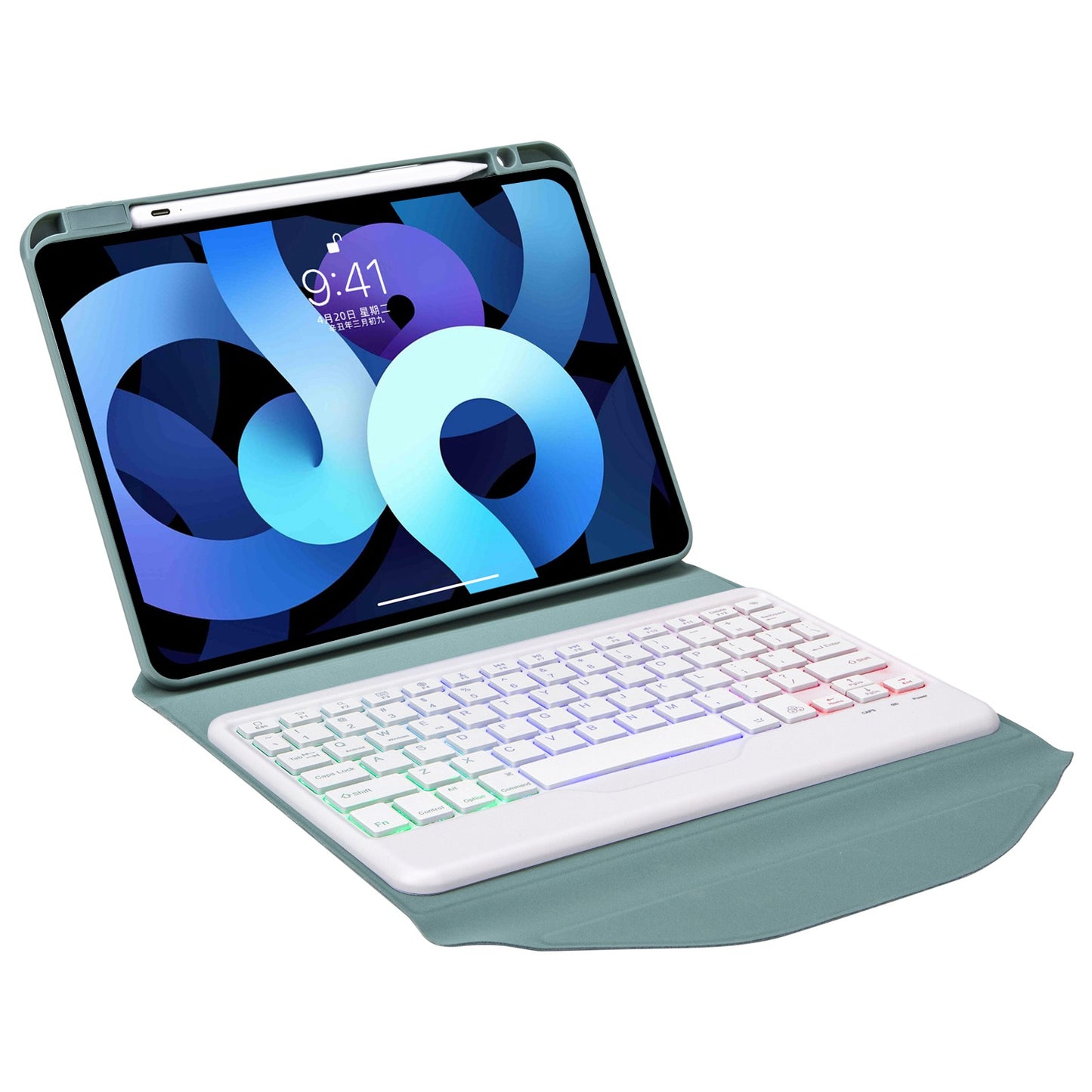 Z098BS For iPad Air (2020)/(2022) Detachable Bluetooth Keyboard with 3-Color Backlit Protective Cover Anti-Drop Tablet Case with Pencil Slot